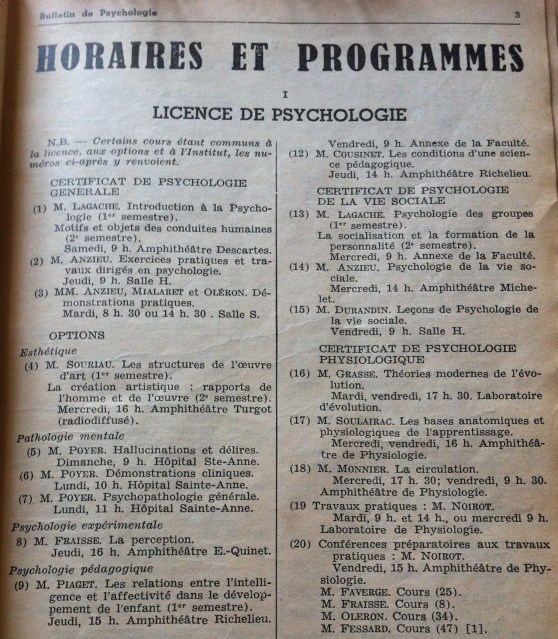 horaires et programme - licence 1 psychologie université Paris Descartes